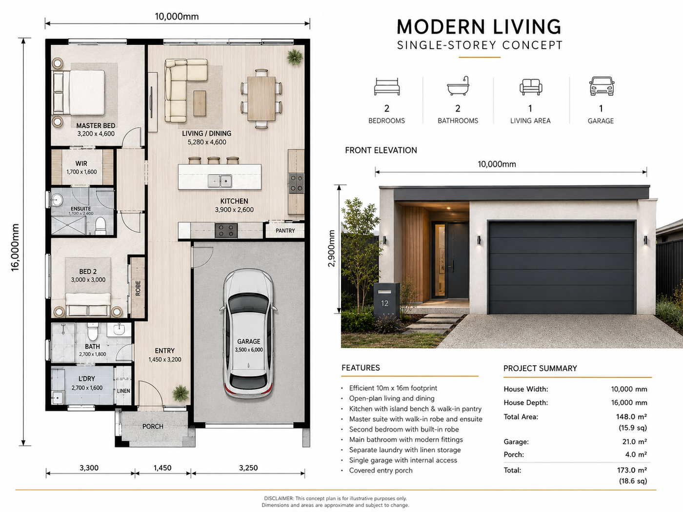 Type A single storey floorplan